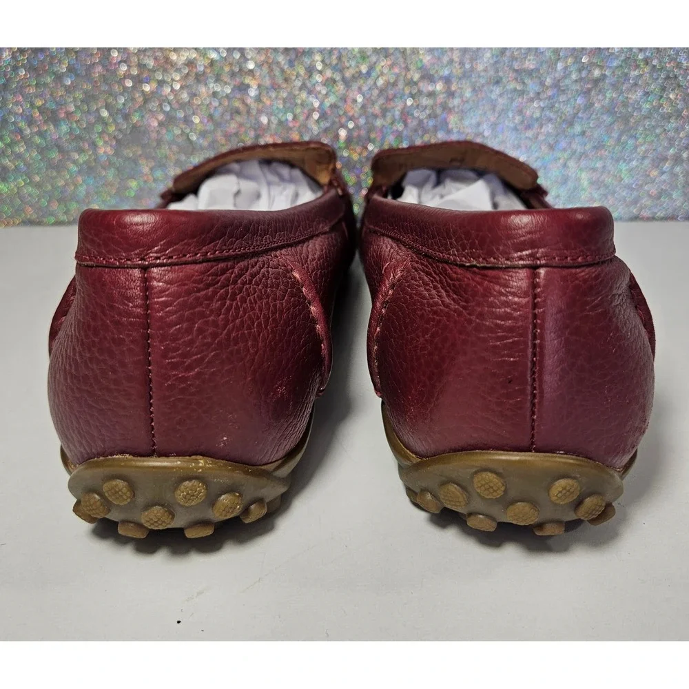 Vionic Marcy Womesn‎ 9 Merlot Mauve Pebbled Leather Penny Loafer Driver Shoes